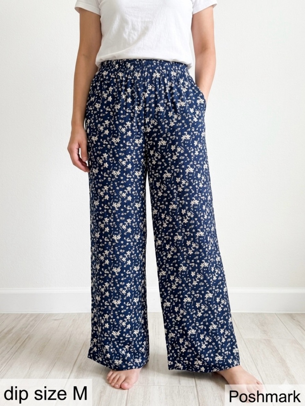 Dip Blue Floral Pattern Wide Pants size M